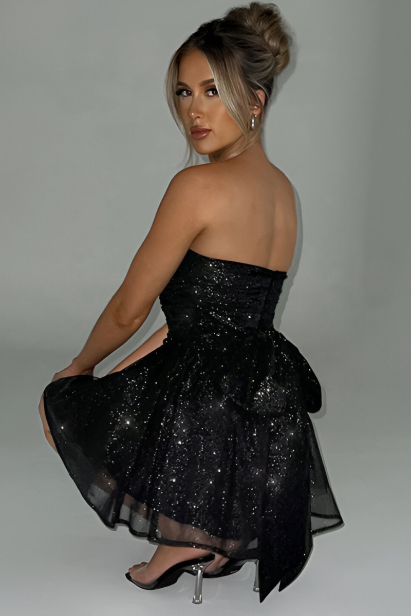 Elara™ | Strapless Glitters Cocktailjurk