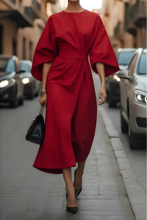 Mira™ | Elegante Midi Jurk Met Riem