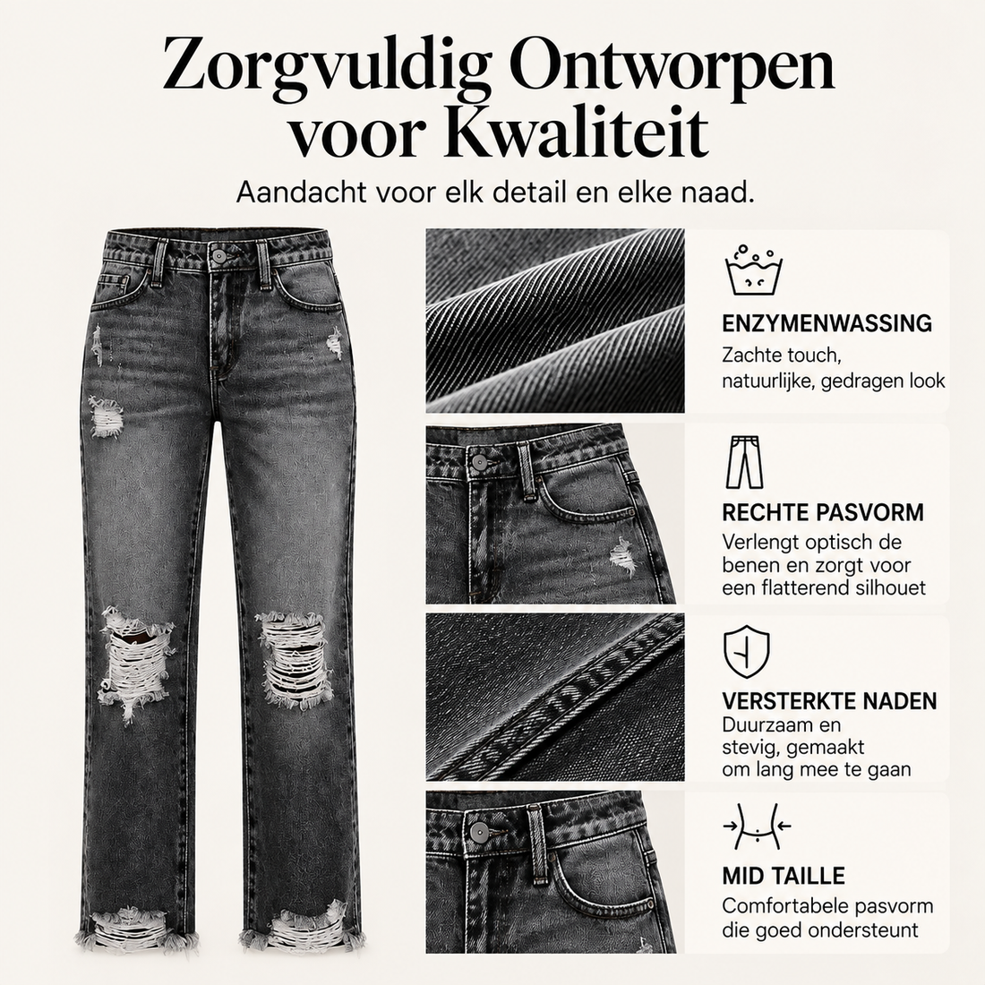 Jade | Trendy Gescheurde Spijkerbroek