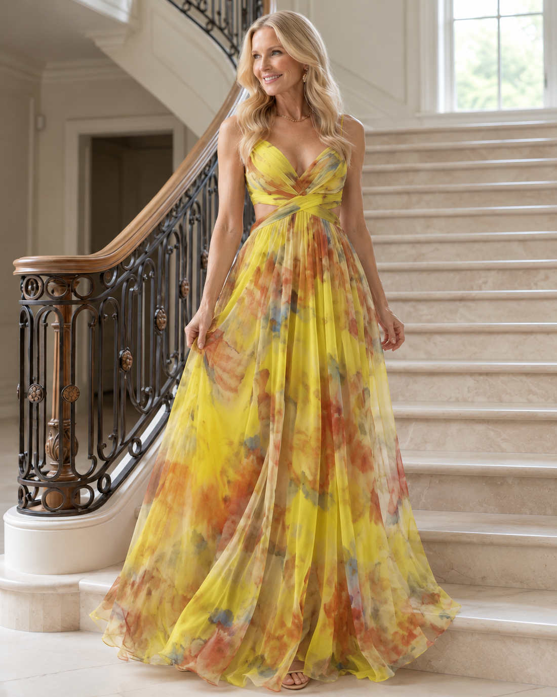 Vivienne™ | Maxi Jurk met Buikcamouflerende Print