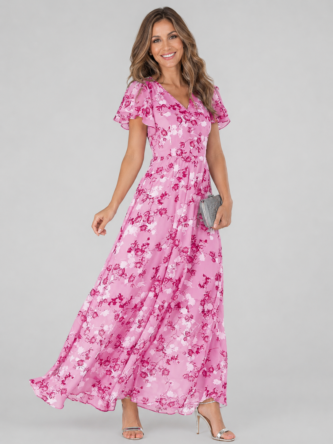 Florine | Buikcamouflerende Bloemen Maxi Jurk