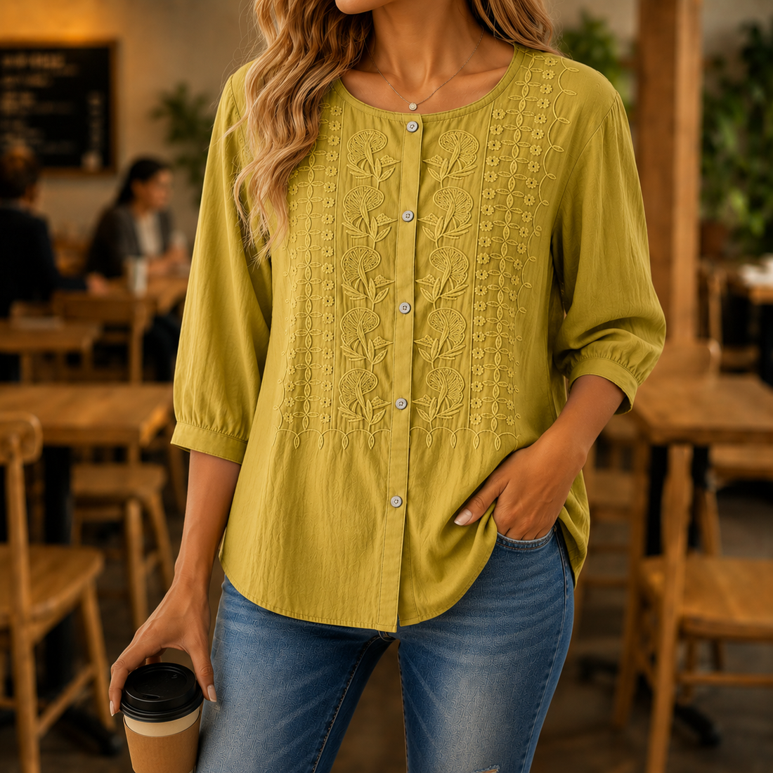 Amelie™ | Elegante Geborduurde Blouse
