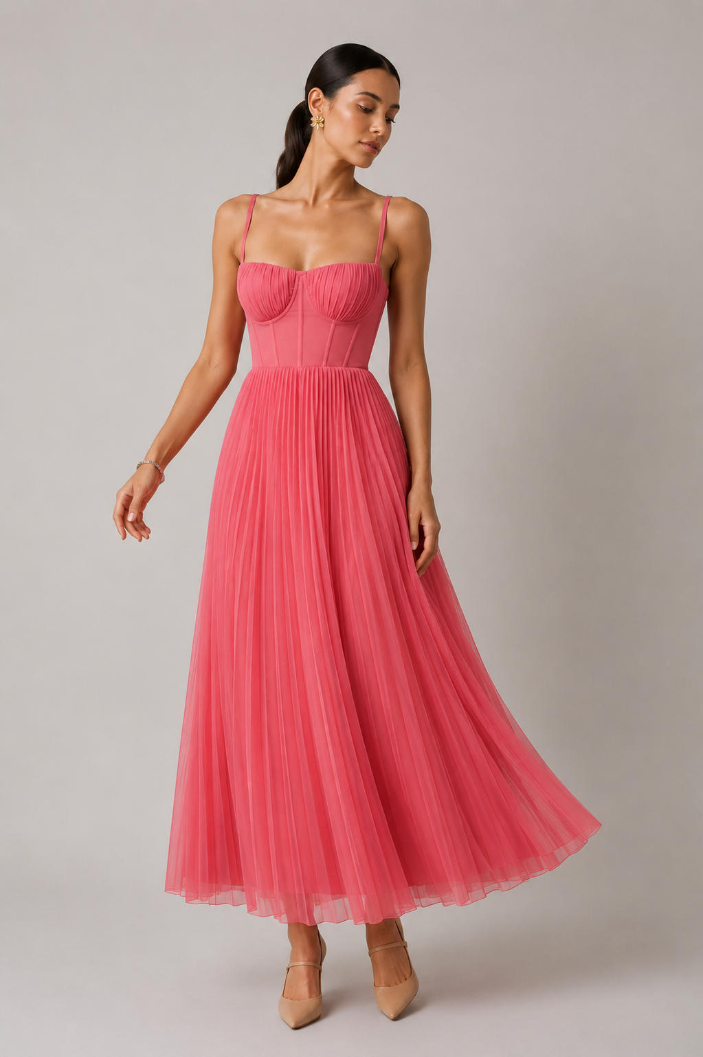 Lisette™ | Elegante Buikbedekkende Geplooide Maxi Jurk