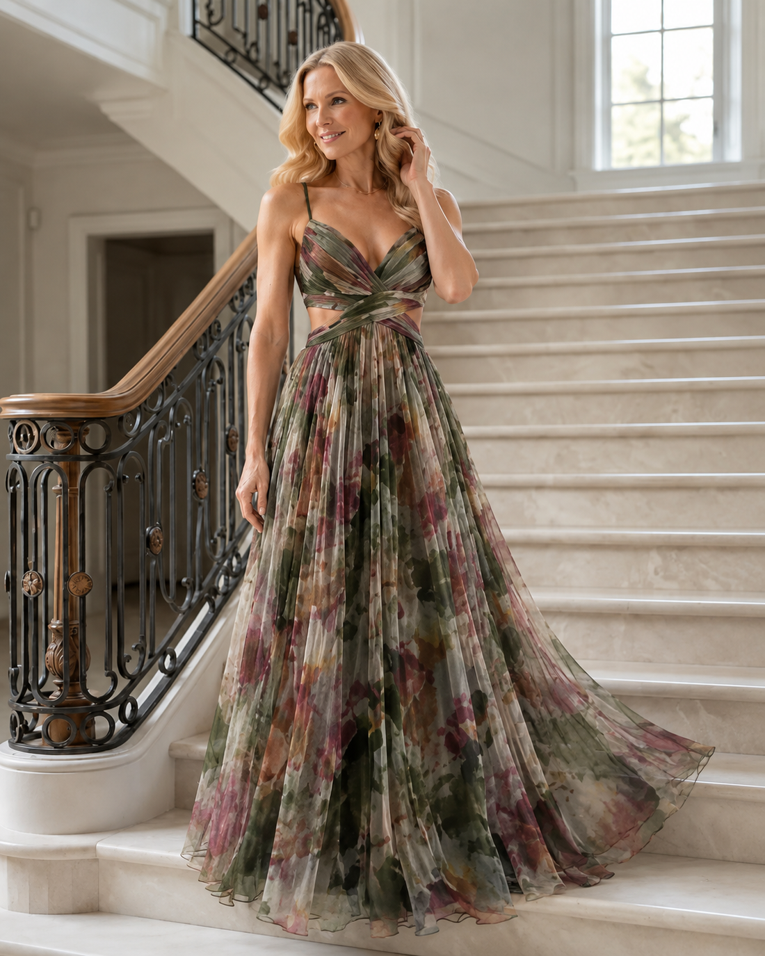 Vivienne™ | Maxi Jurk met Buikcamouflerende Print