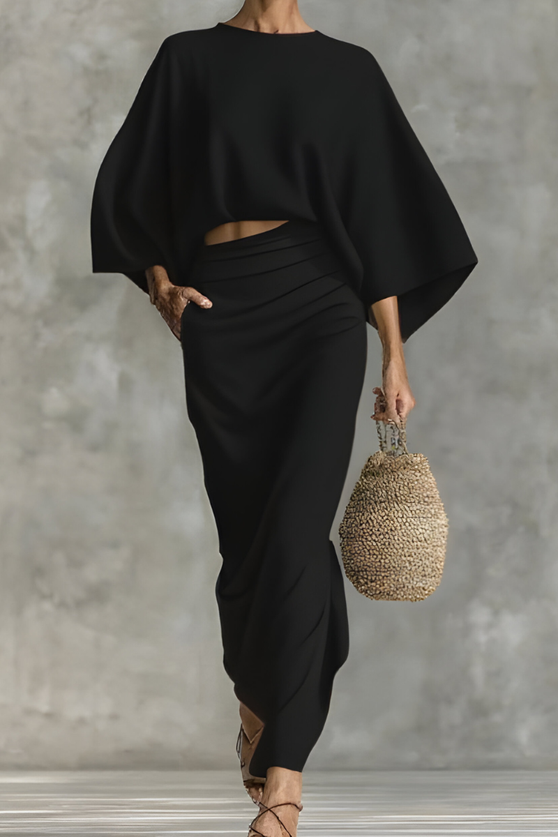 Elara™ | Chique gedrapeerde top en rok set
