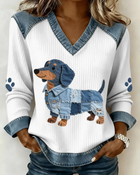 Wit en blauw met denim hond 4