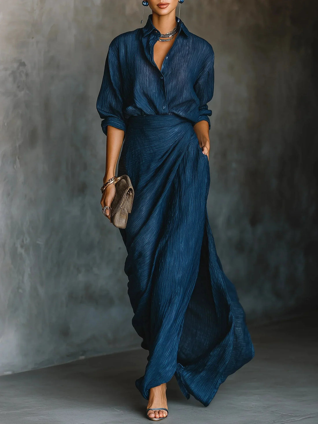Nayla™ | Stijlvolle geplooide maxi outfit
