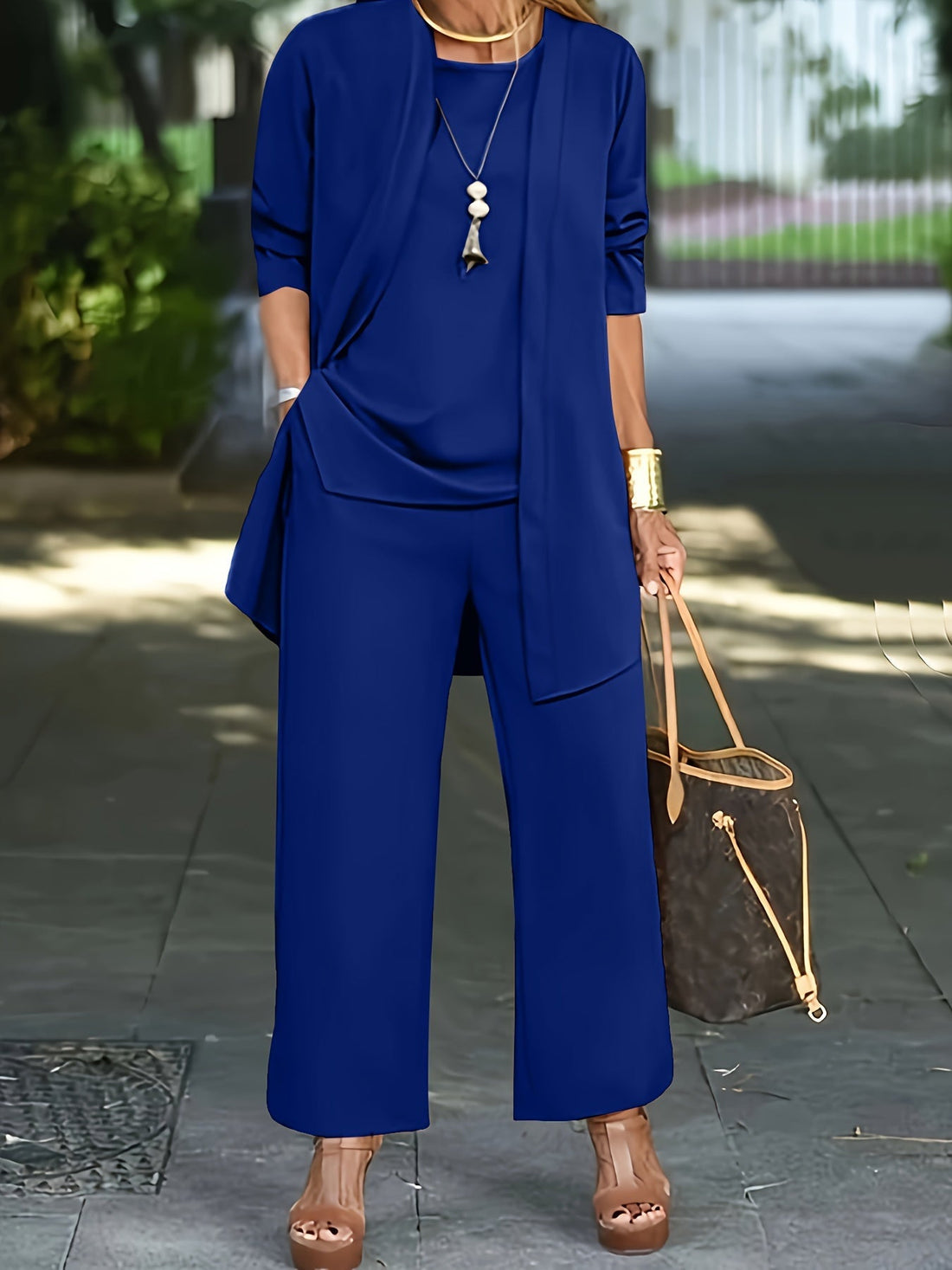 Cilla™ | Chique driedelige set in effen kleur