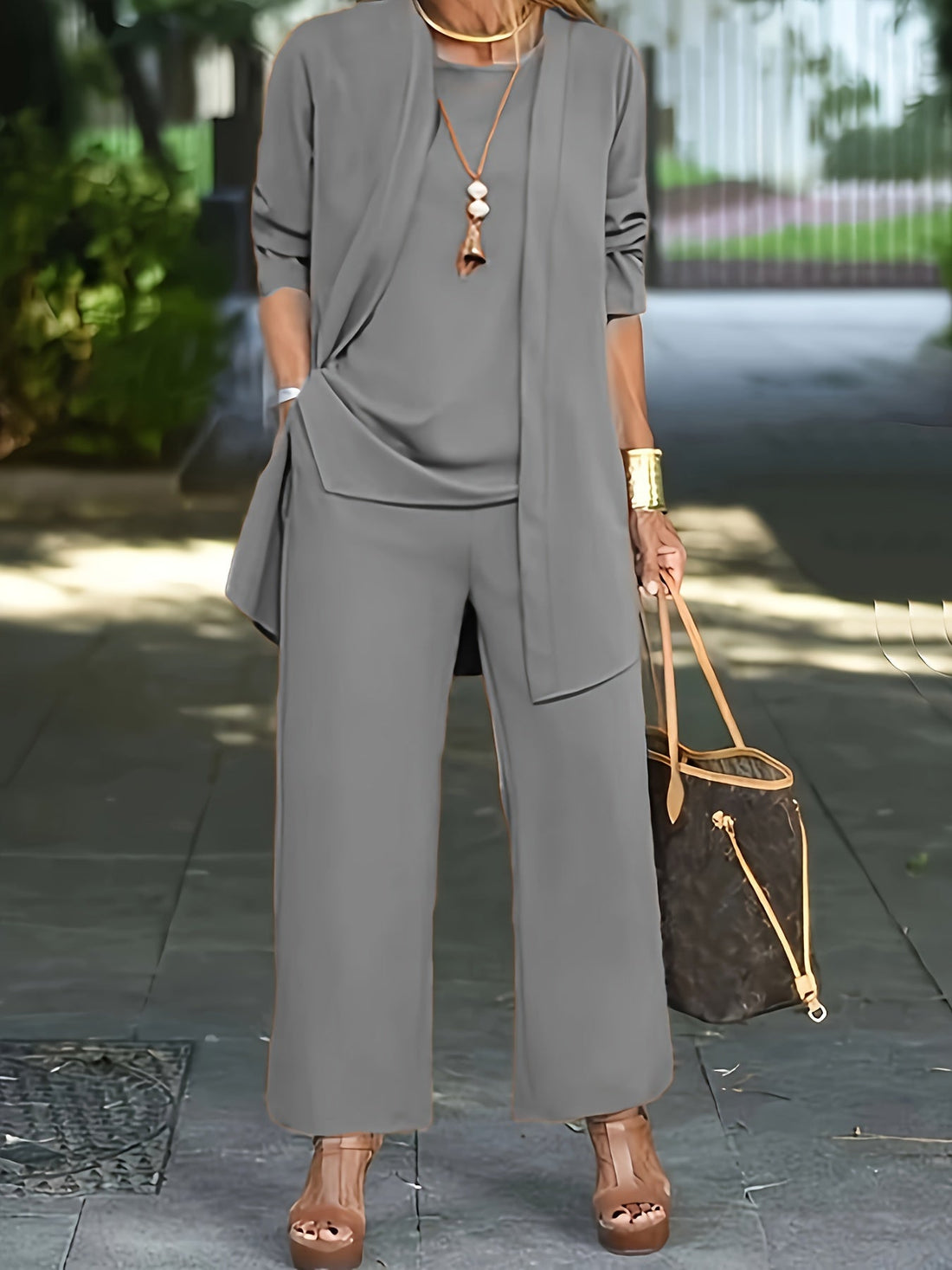 Cilla™ | Chique driedelige set in effen kleur
