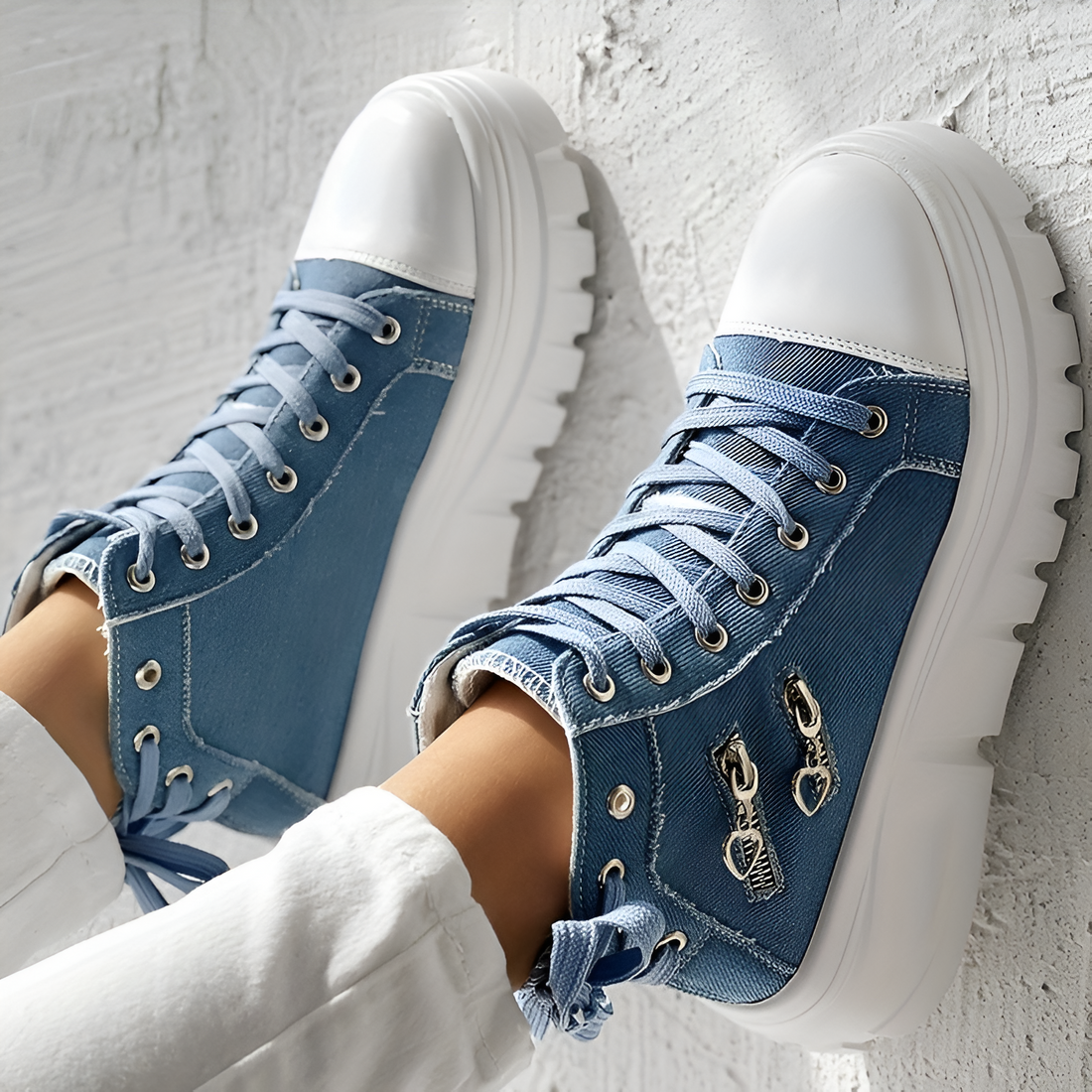 Elin™ | Comfortabele Hoge Sneakers met Spijkerstof