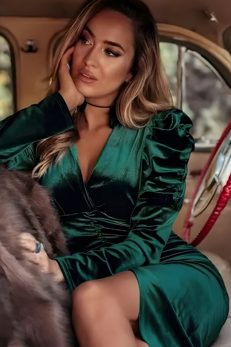 Vena™ | Elegante Ruched Midi Jurk