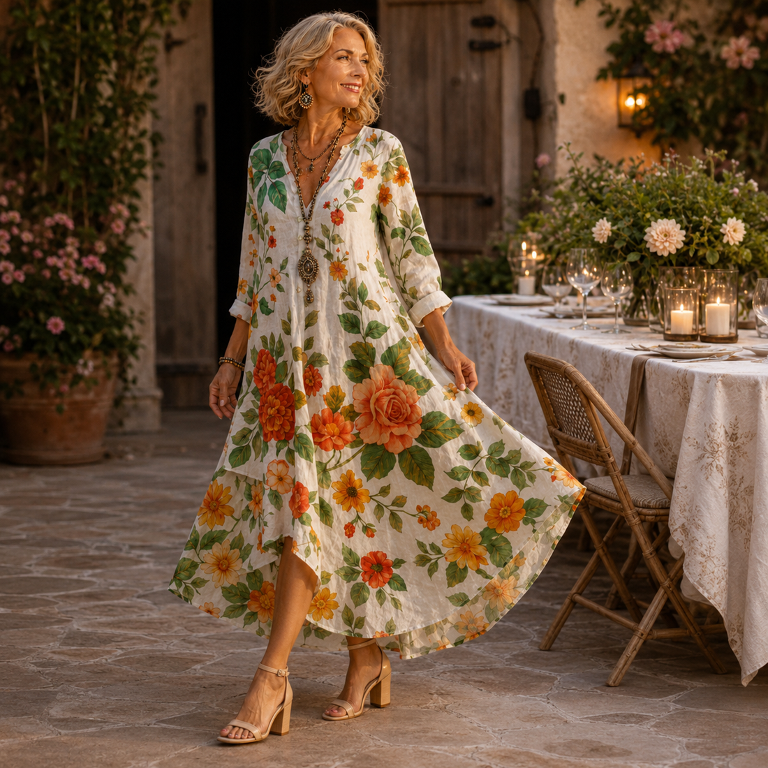 Jolene | Elegante Buikcamouflerende Bloemen Jurk