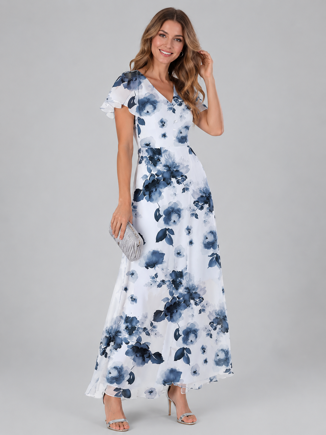 Florine | Buikcamouflerende Bloemen Maxi Jurk