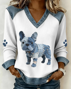 Wit en blauw met denim hond 2