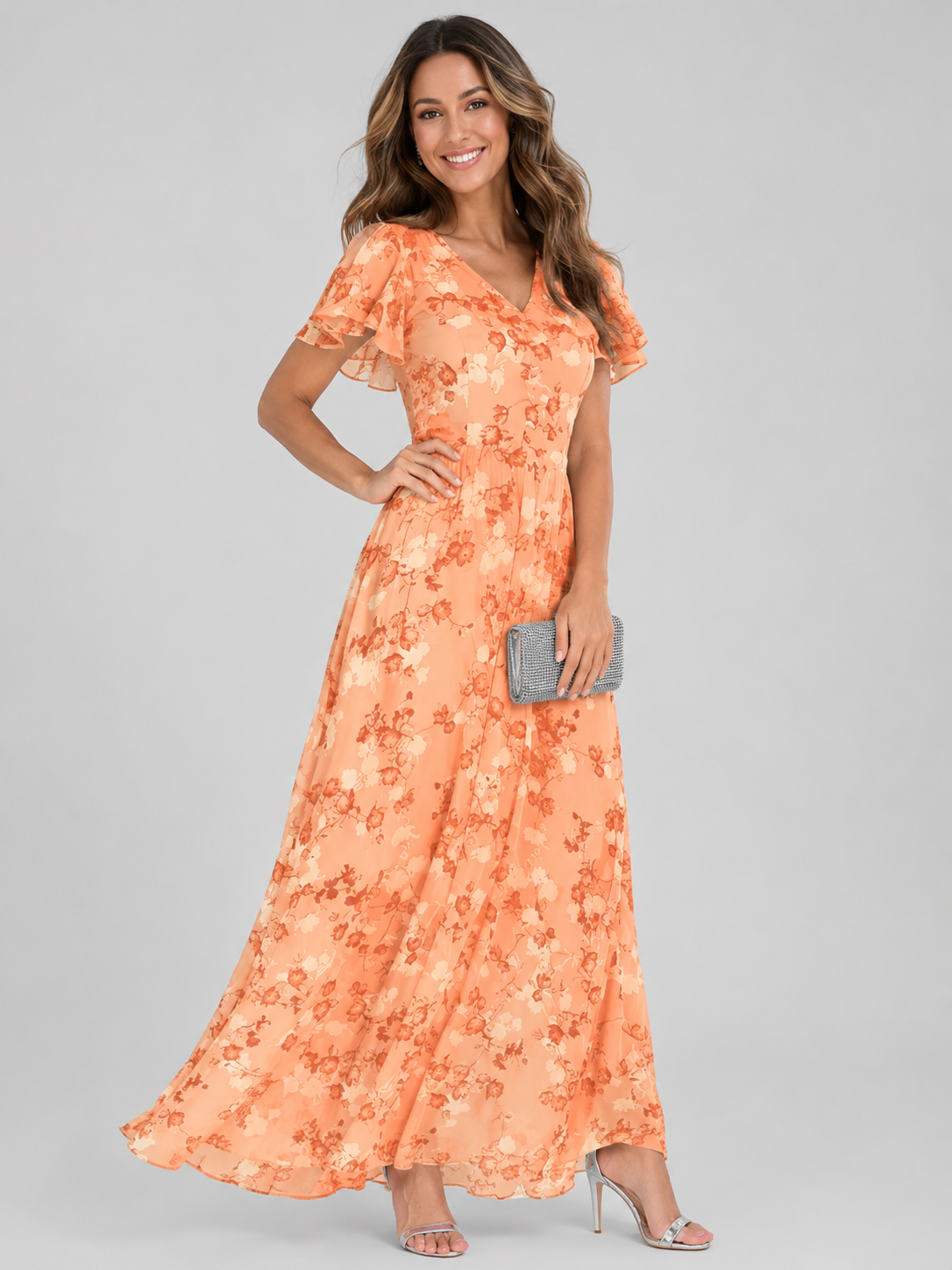 Florine | Buikcamouflerende Bloemen Maxi Jurk