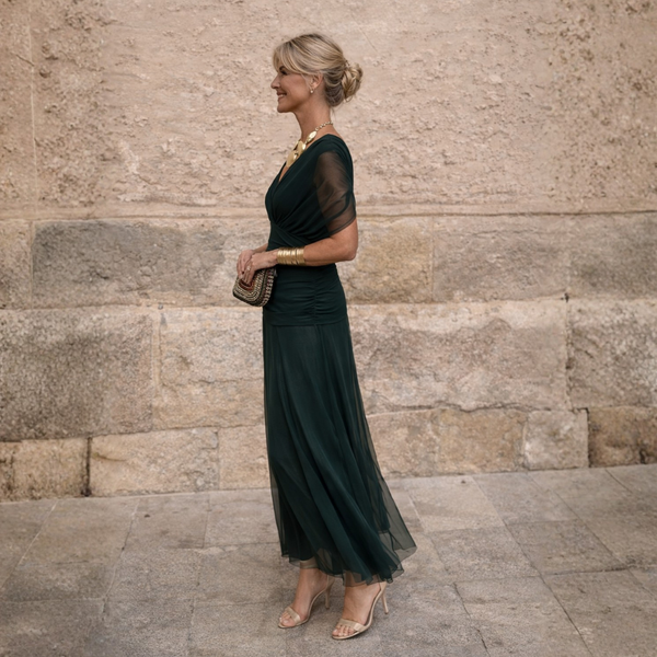Mikaela™ | Buikcamouflerende Off-Shoulder Maxi-Jurk