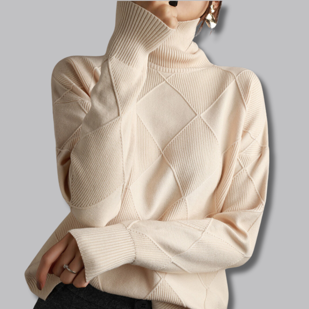 Astrid™ | Zachte coltrui met ruitpatroon