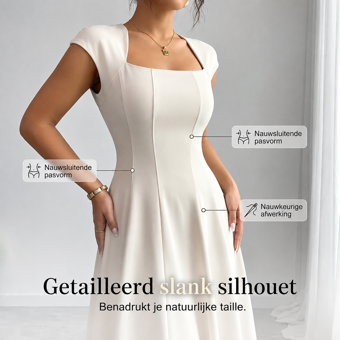 Renate™ | Klassieke Buikbedekkende A-Lijn Midi Jurk