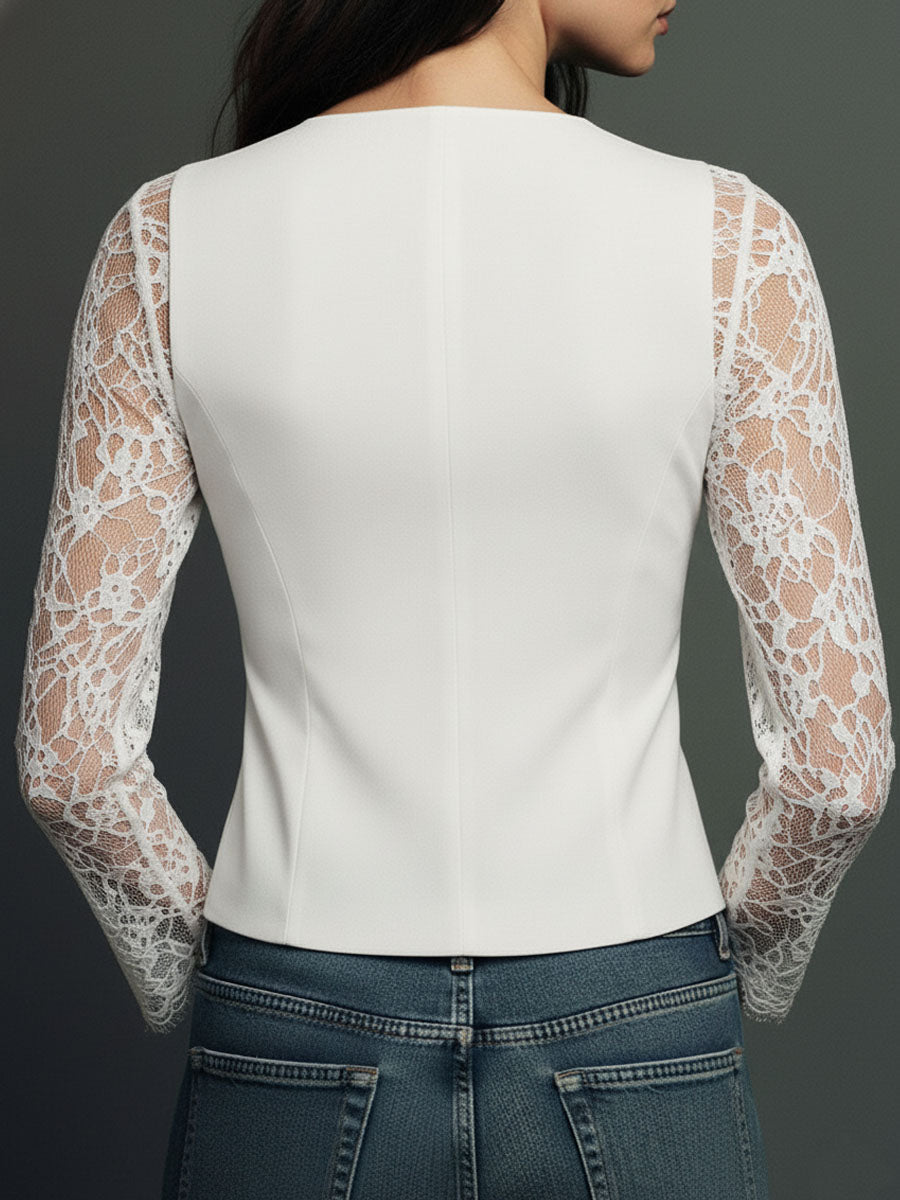 Marga | Elegante Blazer met Kanten Mouwen