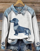 Wit en blauw met denim hond 5