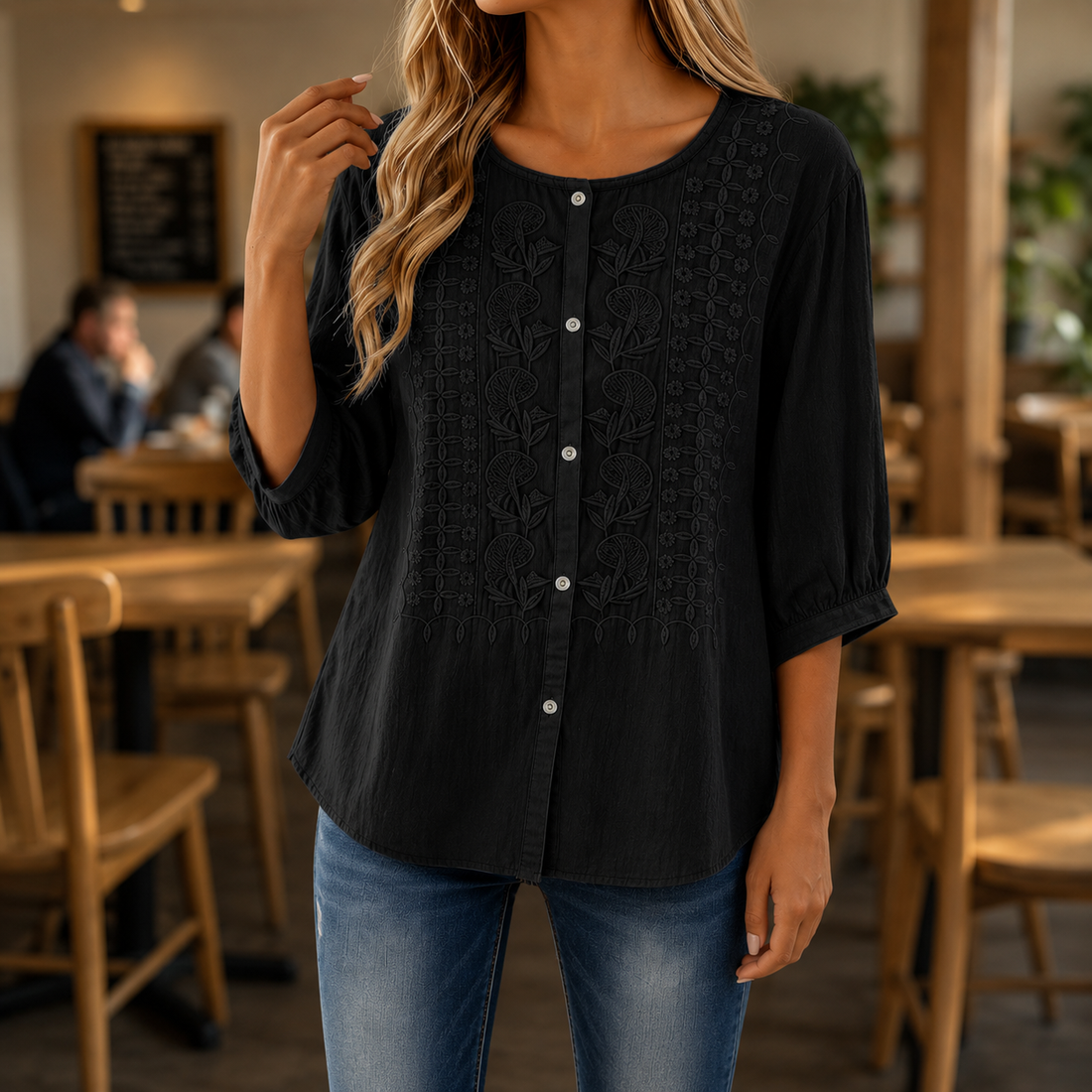 Amelie™ | Elegante Geborduurde Blouse