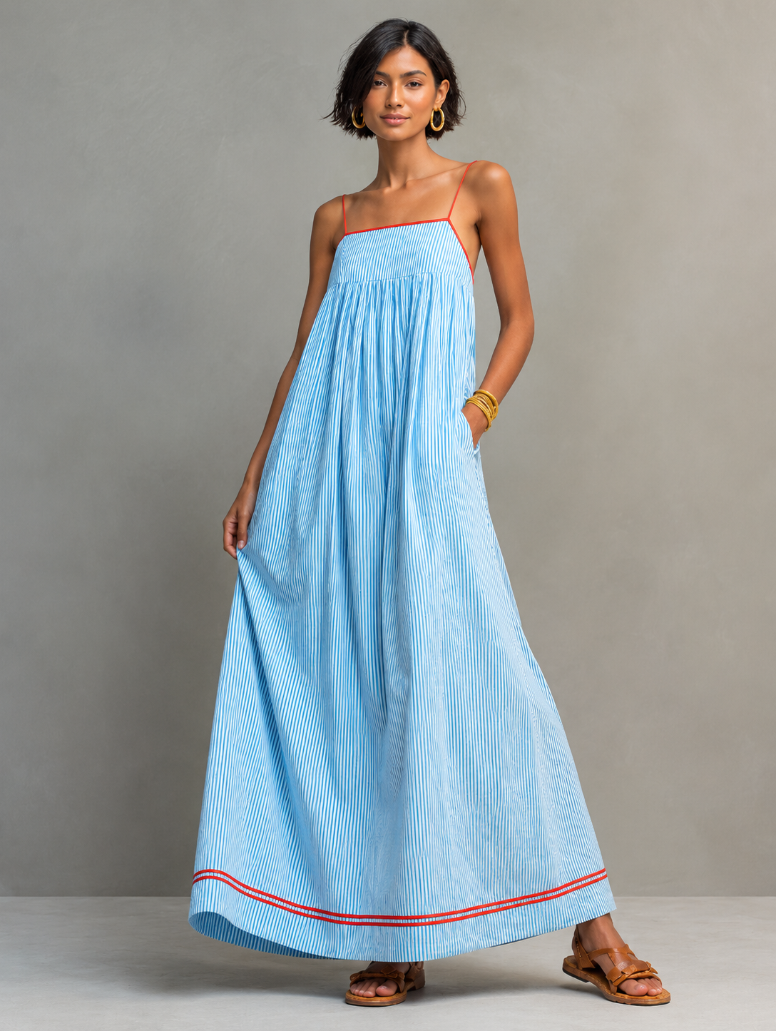 Elina | Luchtige Gestreepte Maxi Jurk