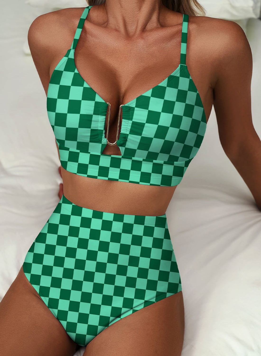 Fenna | Moderne Geruite Bikini Set