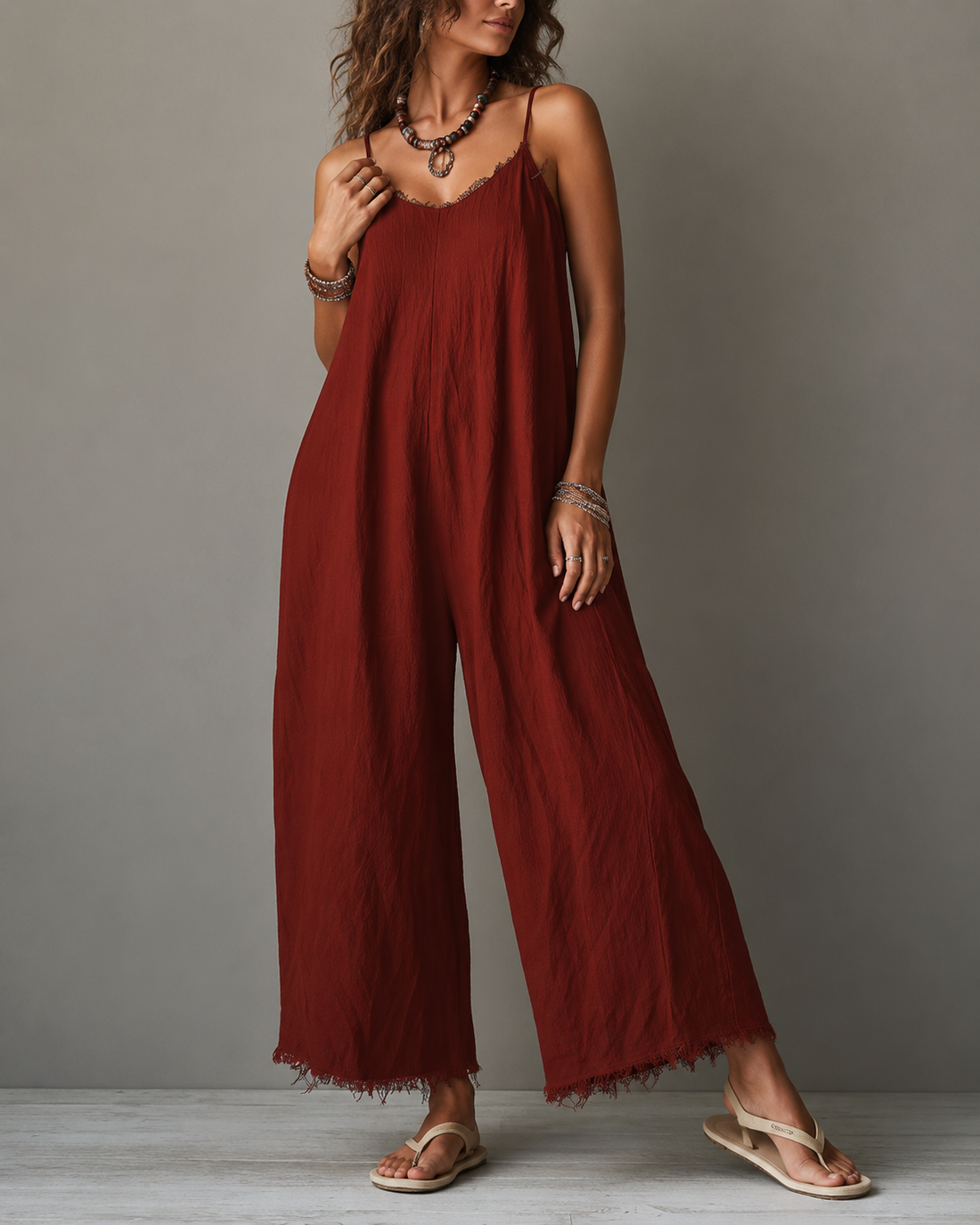 Renée | Relaxte Linnen Jumpsuit Met Zakken