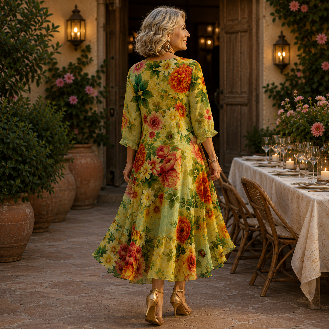 Jolene | Elegante Buikcamouflerende Bloemen Jurk