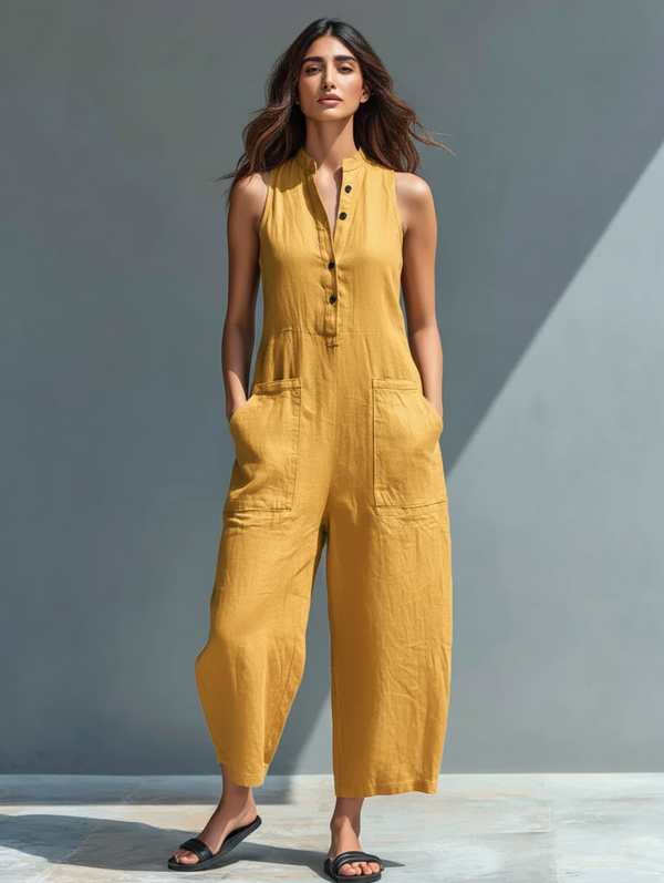 Loes | Linnen Button-Up Jumpsuit