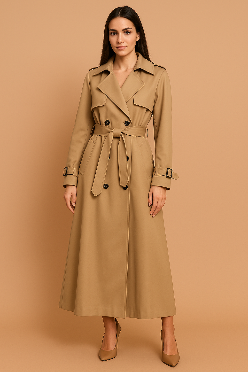 Leven™ | Stijlvolle lange trenchcoat