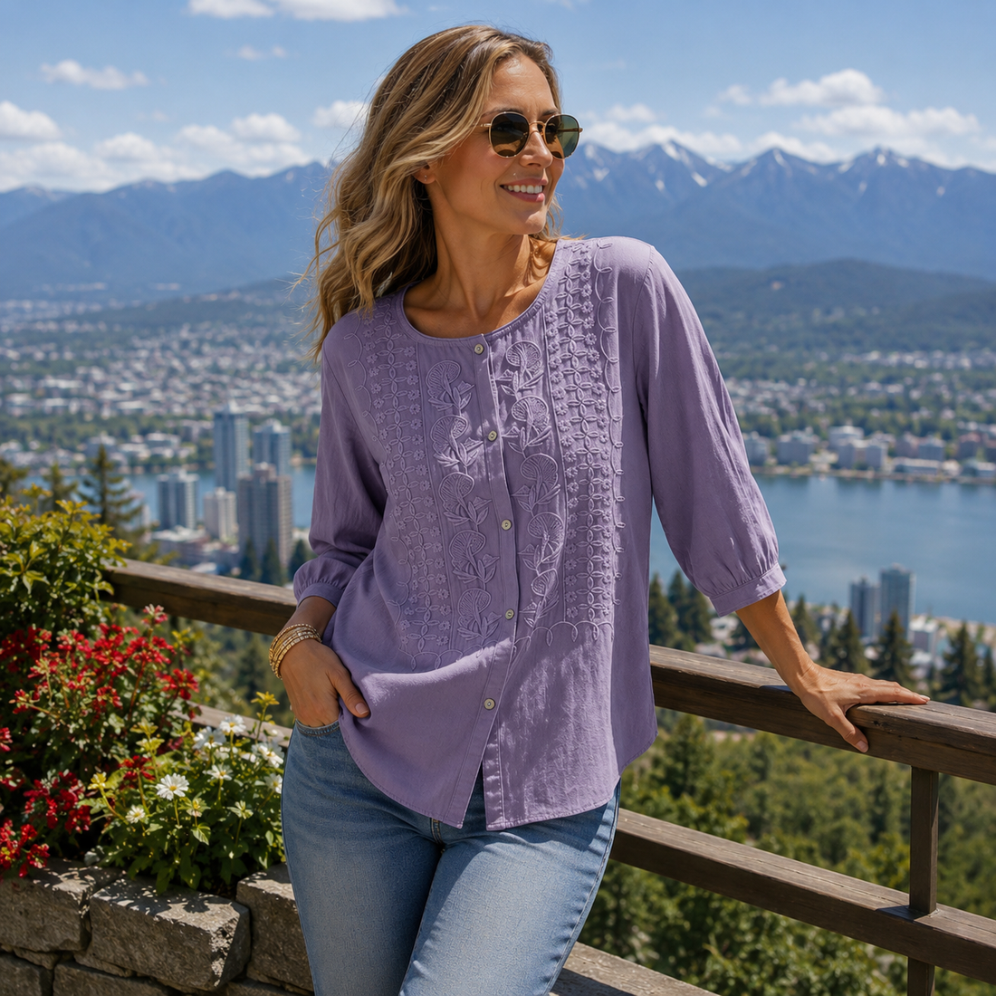 Amelie™ | Elegante Geborduurde Blouse
