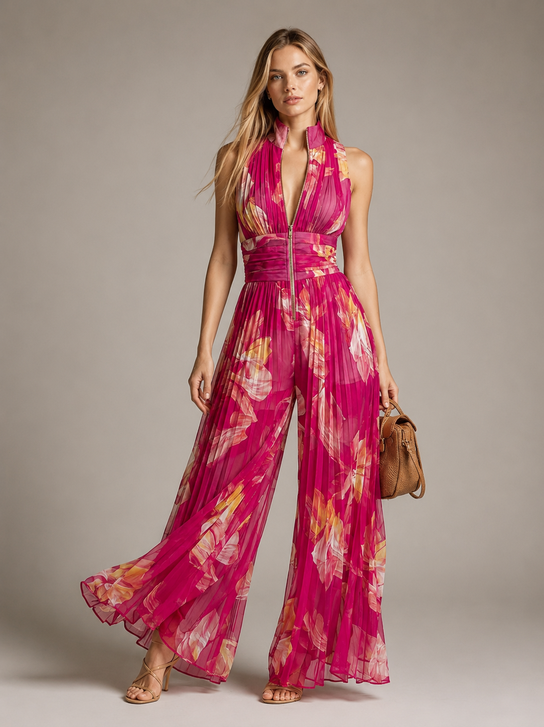 Maura | Jumpsuit Met Bloemenprint En Wijde Pijpen