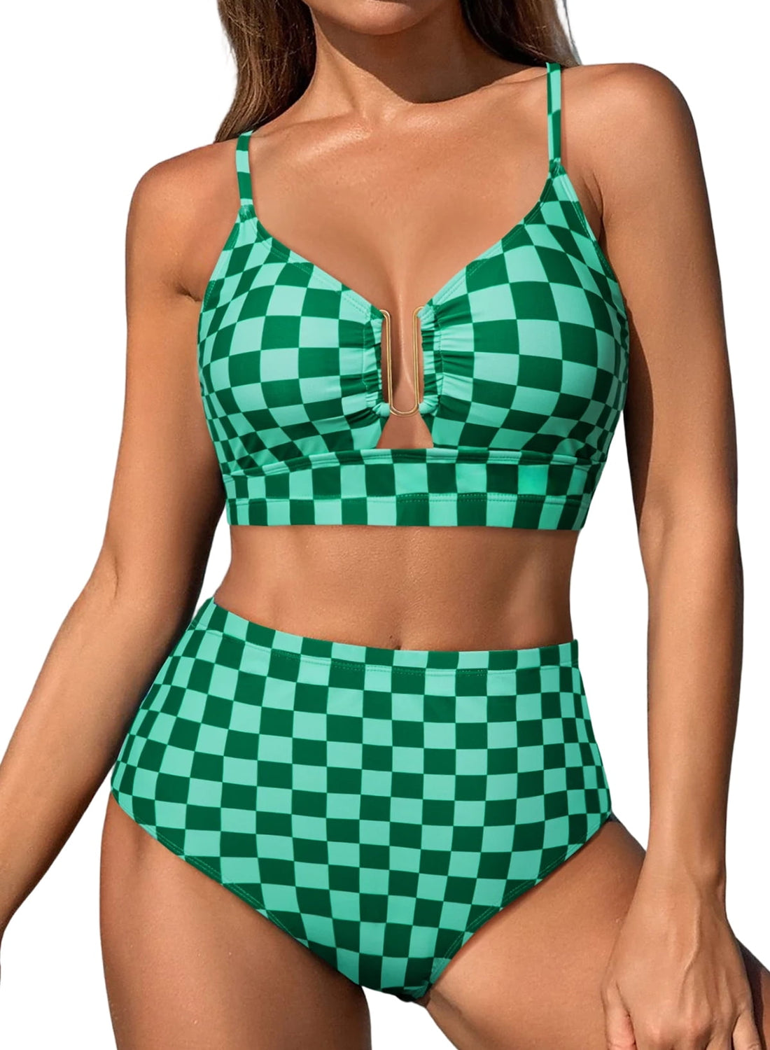 Fenna | Moderne Geruite Bikini Set