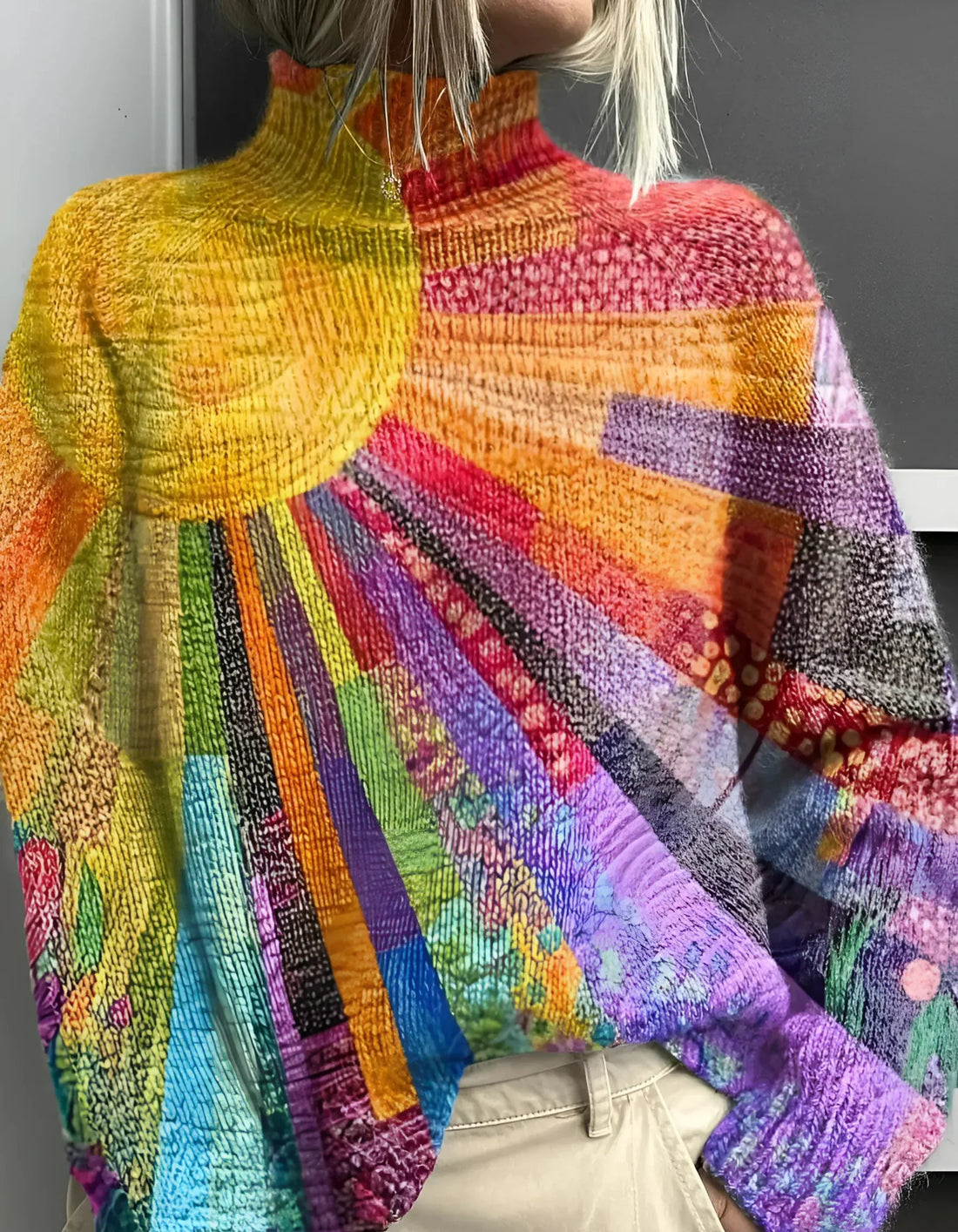 Frida™ | Kleurrijke trui met hoge hals