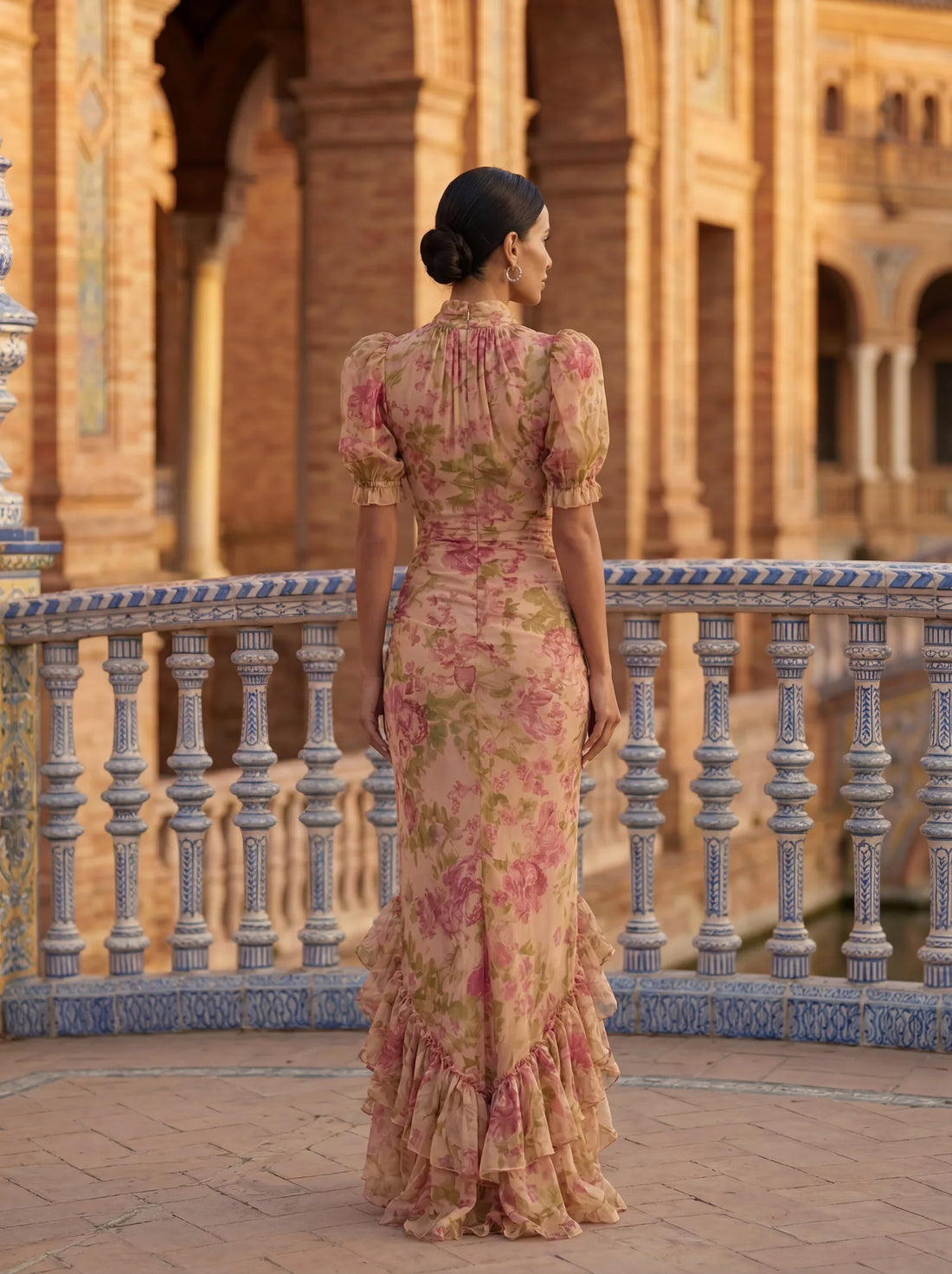 Elira | Elegante Bloemen Ruffle Maxi Jurk