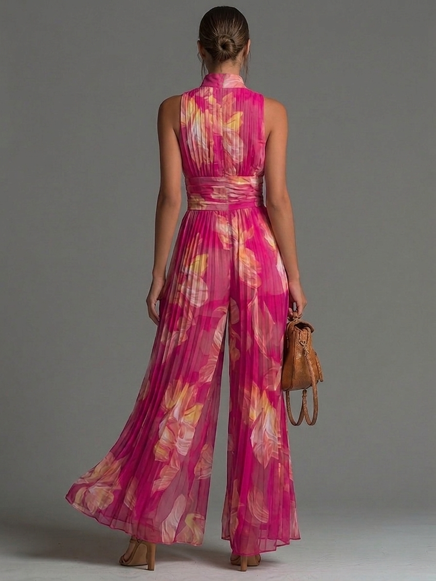 Maura | Jumpsuit Met Bloemenprint En Wijde Pijpen