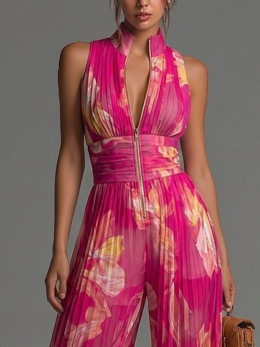 Maura | Jumpsuit Met Bloemenprint En Wijde Pijpen