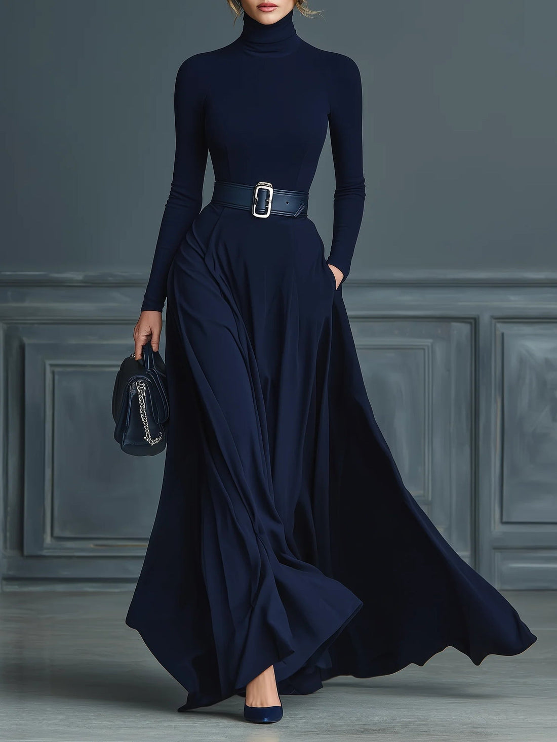 Elora™ | Elegante maxi jurk met hoge hals