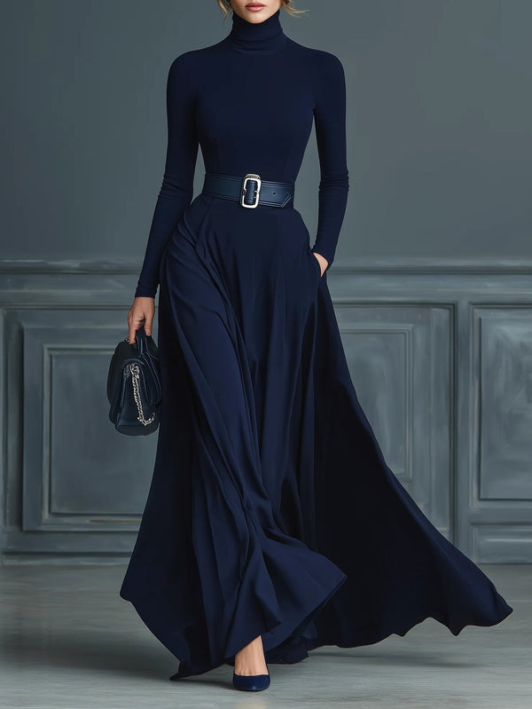 Elora™ | Elegante maxi jurk met hoge hals
