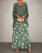 Groen met bloemenprint