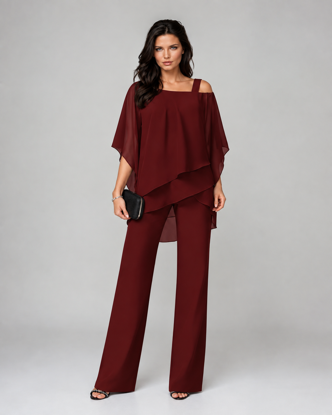 Monique | Elegante Tweedelige Set Met Gelaagde Top