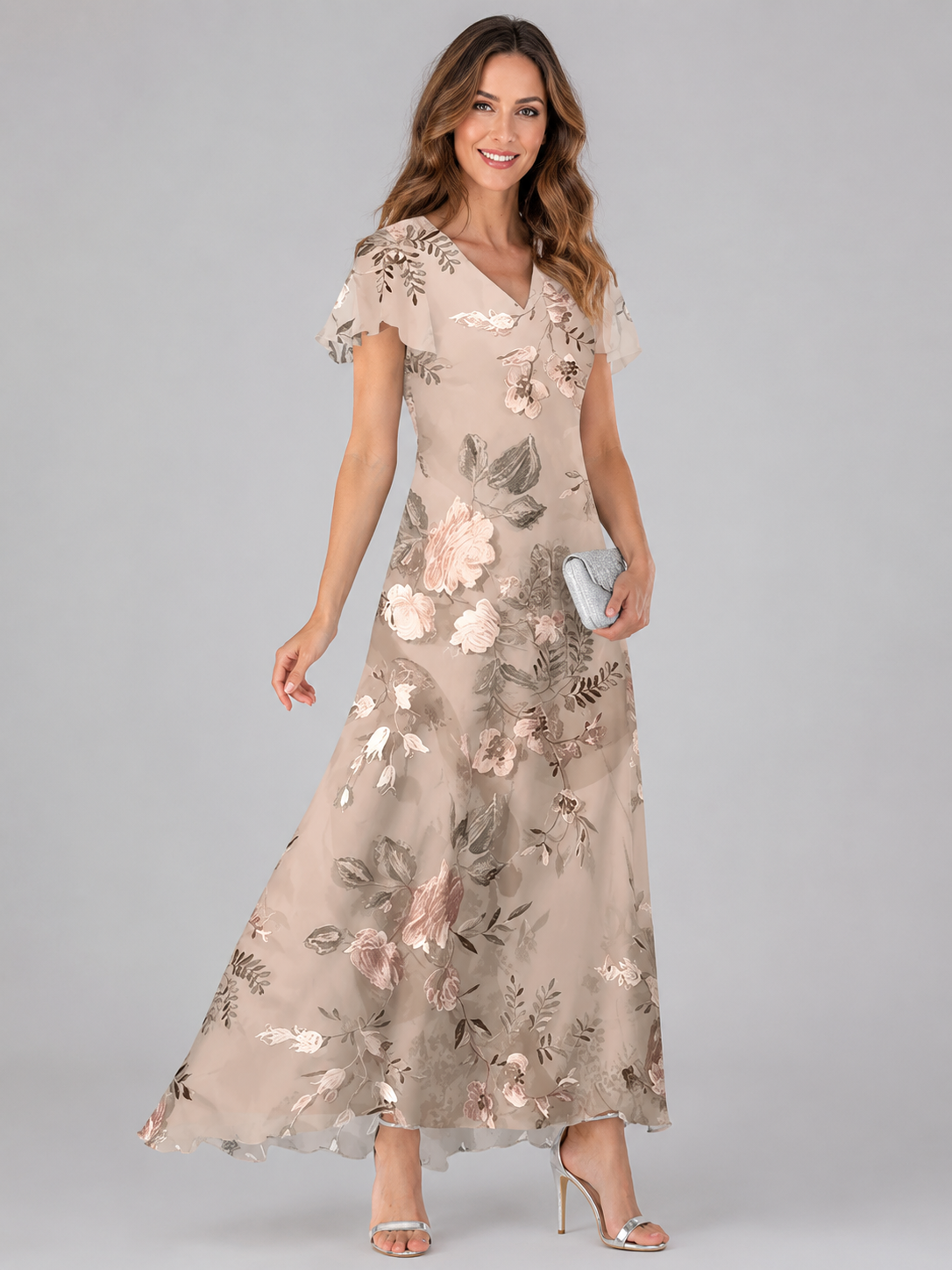 Florine | Buikcamouflerende Bloemen Maxi Jurk