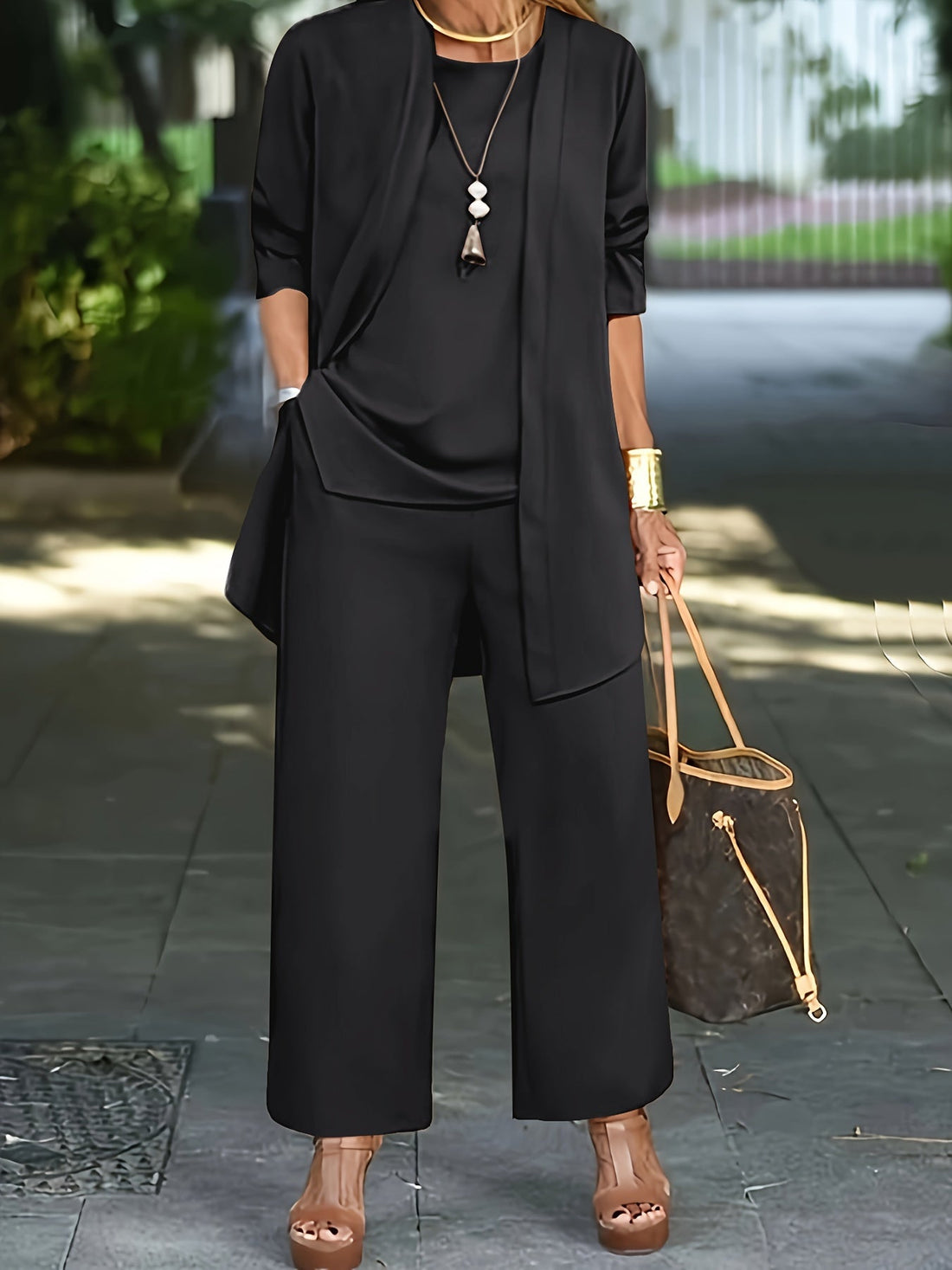 Cilla™ | Chique driedelige set in effen kleur