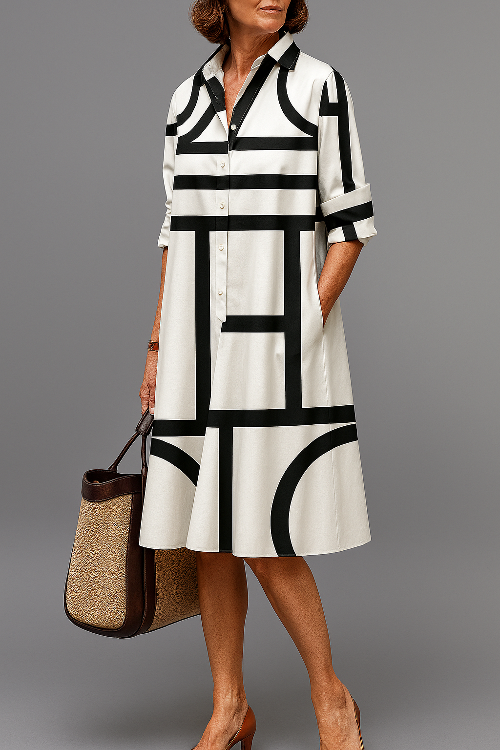 BLANCA - MIDI JURK MET PATROON