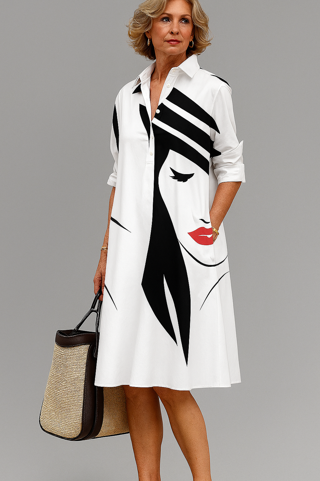 CLARA - MIDI JURK MET PATROON