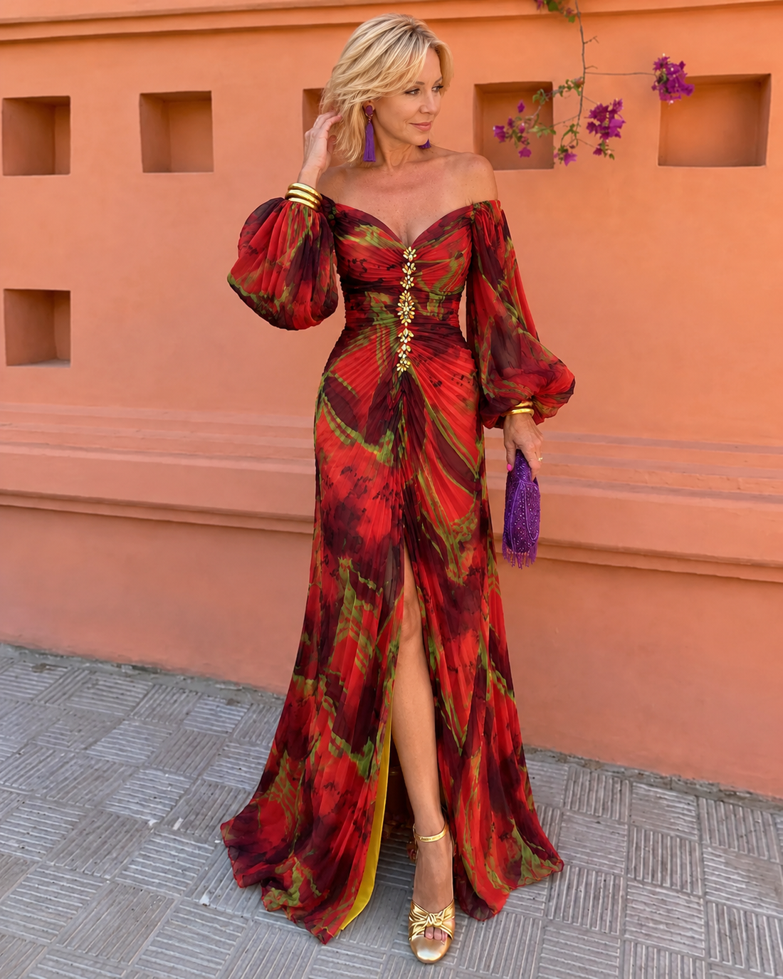 Lora™ | Gebloemde Buikcamouflerende Maxi Jurk