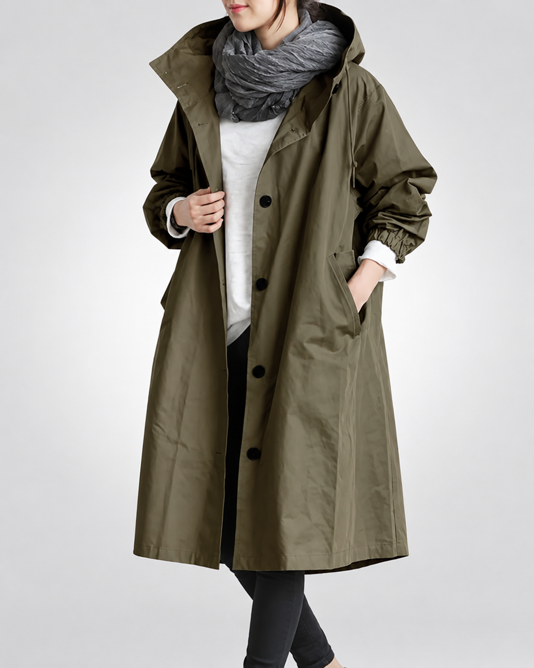 Vina™ | Warme Lange Trenchcoat Met Capuchon