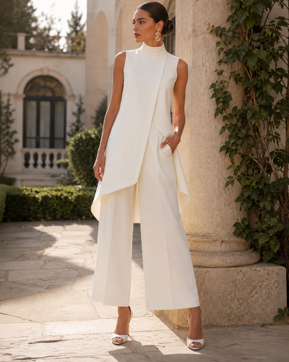Fleur™ | Elegante Jumpsuit Met Gedrapeerde Hoge Hals