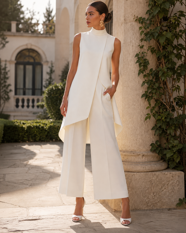 Fleur™ | Elegante Jumpsuit Met Gedrapeerde Hoge Hals